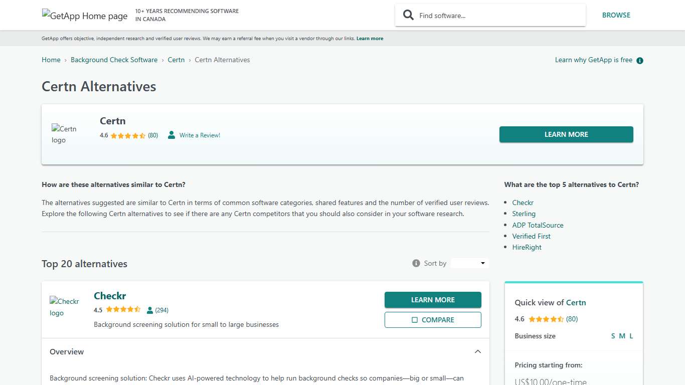 Top 20 Certn Alternatives | GetApp Canada 2026